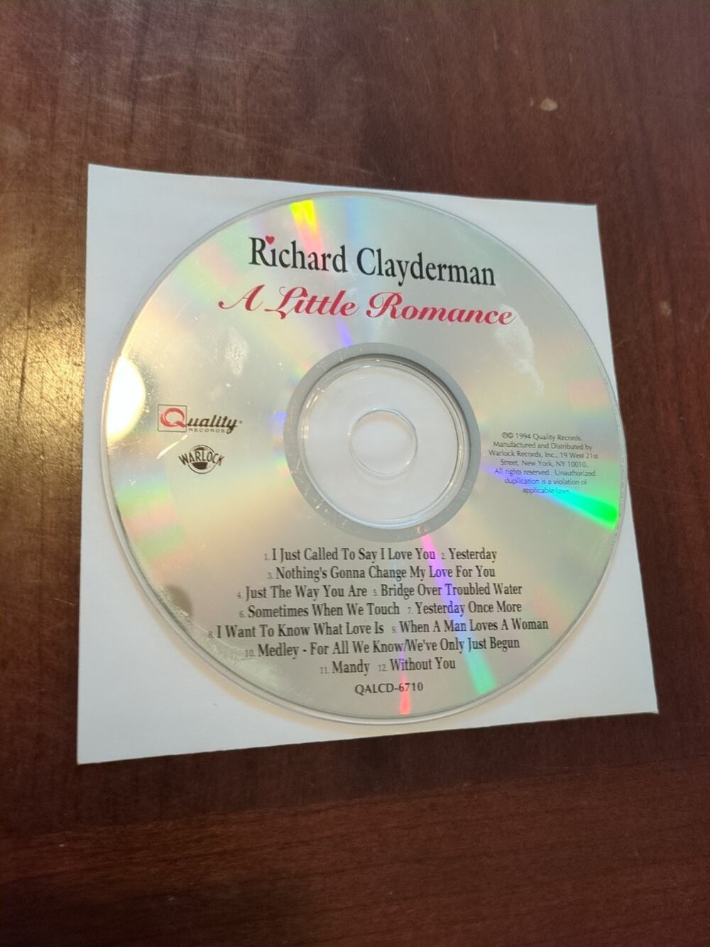 Clayderman, Richard : Little Romance CD disc only